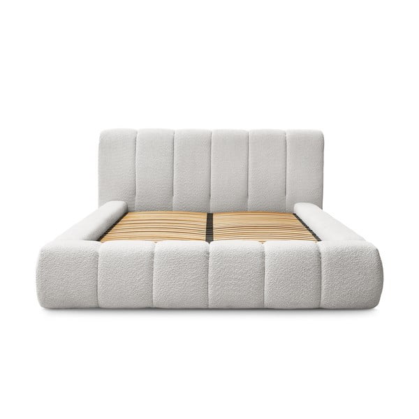 Svetlosivá čalúnená dvojlôžková posteľ s úložným priestorom s roštom 180x200 cm Denali – Bobochic Paris-image-3