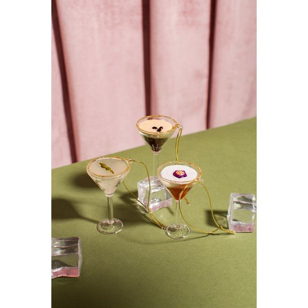 Sklenené vianočné ozdoby v súprave 3 ks 15,5 cm Martini Cocktail – Sass & Belle-image-2
