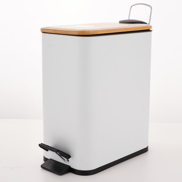 Biely nášľapný oceľový odpadkový kôš 5 l Erik – Spirella-image-4