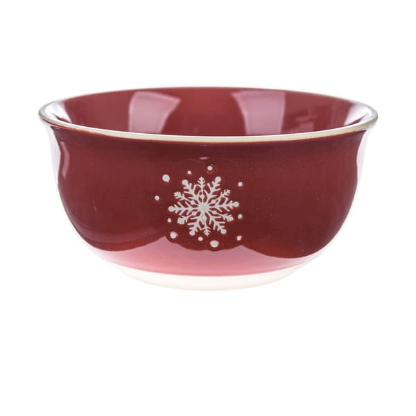 Červená keramická miska s vianočným motívom ø 14 cm - Dakls