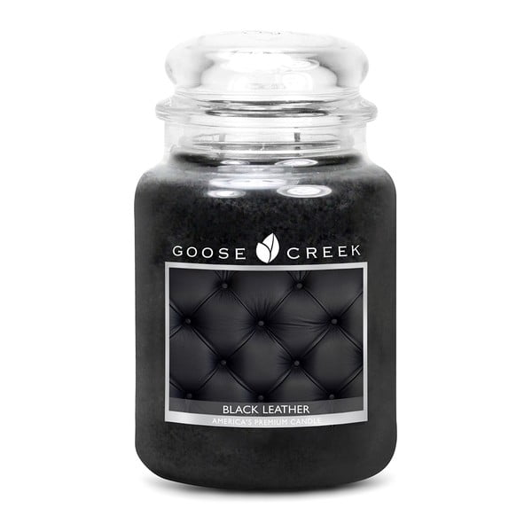 Vonná sviečka v sklenenej dóze Goose Creek Čierna Koža, 150 hodín horenia