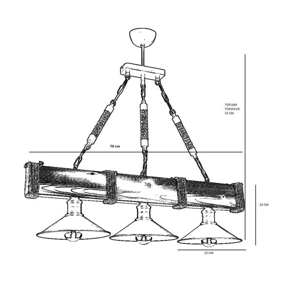 Svetlohnedé závesné svietidlo s kovovým tienidlom Kütük Yanık – Opviq lights-image-2