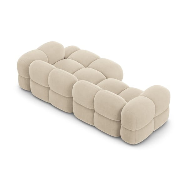 Béžová zamatová rohová pohovka (pravý roh/s leňoškou) Loretto – Cosmopolitan Design-image-4