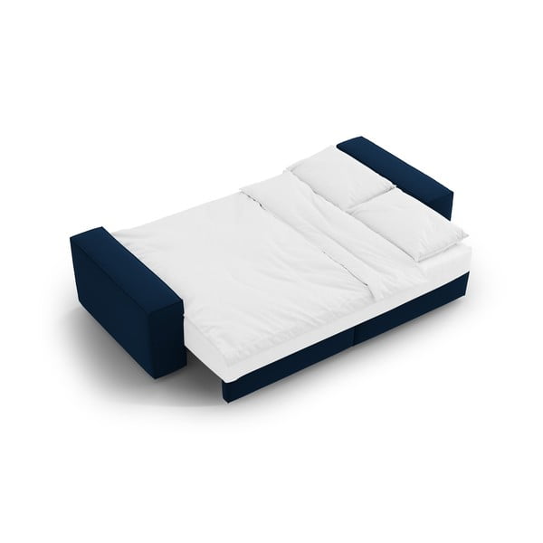 Tmavomodrá zamatová rozkladacia/s úložným priestorom pohovka 247 cm Jodie – Micadoni -image-4