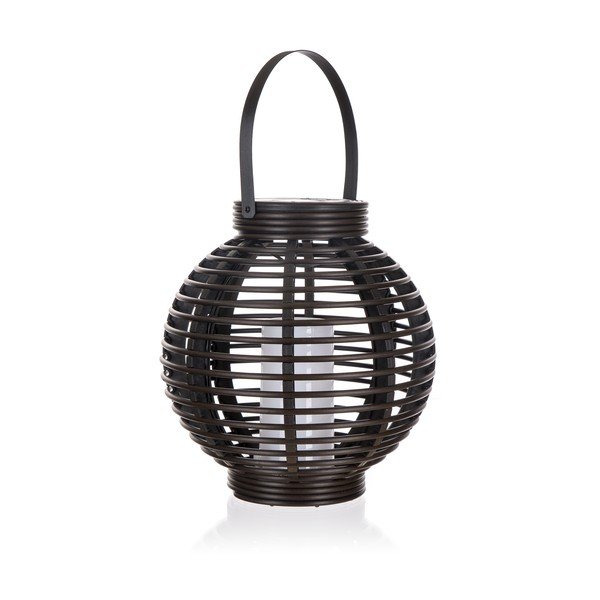 Čierny vonkajší solárny LED lampáš (výška 23 cm) Ball - Happy Green