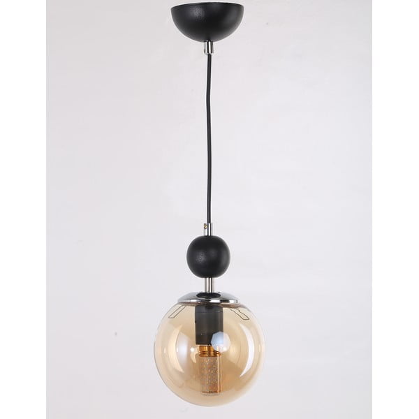 Okrovožlto-čierne závesné svietidlo so skleneným tienidlom ø 15 cm Marble – Squid Lighting