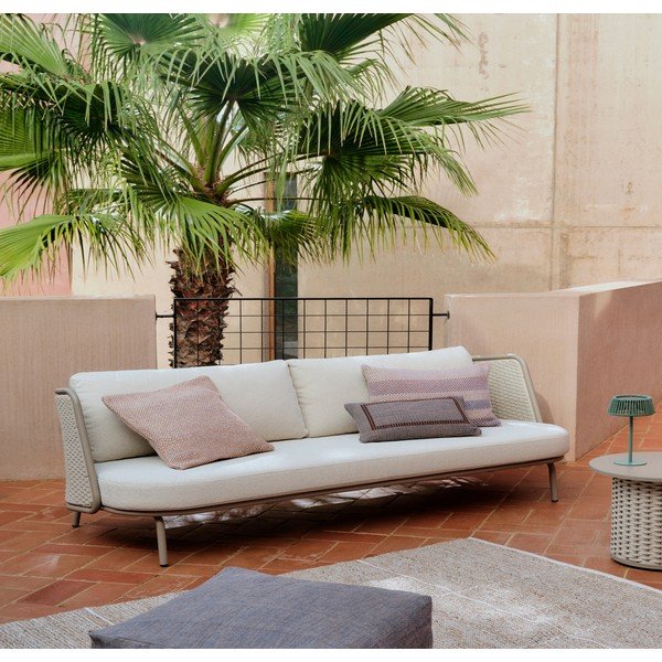 Béžová/taupe čalúnená záhradná pohovka Sedalis – Kave Home-image-1