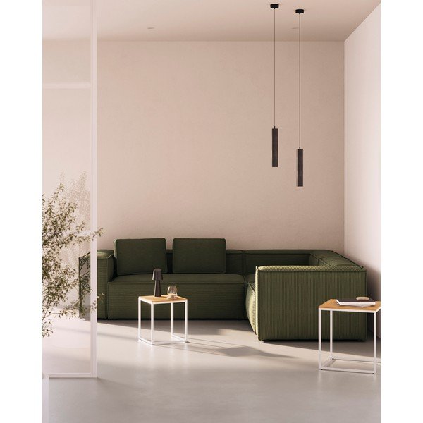 Zelená menčestrová rohová pohovka Blok – Kave Home-image-1