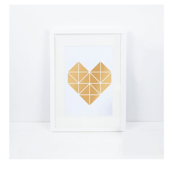 Plagát Origami Herz Gold, A3