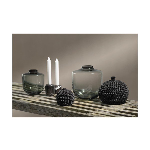 Sivá sklenená váza (výška  21 cm) Daun – Villa Collection-image-1