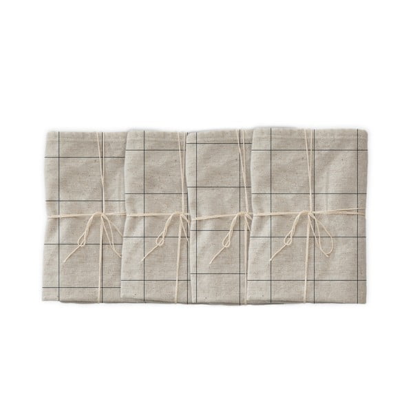 Súprava 4 látkových obrúskov s prímesou ľanu Really Nice Things Blue Lines, 43 x 43 cm