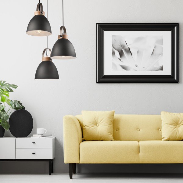 Čierne závesné svietidlo s kovovým tienidlom ø 37 cm Danielle – LAMKUR-image-2