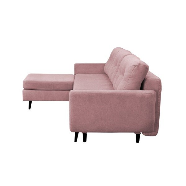 Svetloružová rozkladacia pohovka s čiernymi nohami Mazzini Sofas Hortensia, ľavý roh-image-3