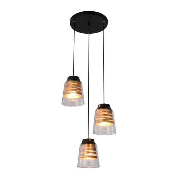 Čierne závesné svietidlo so skleneným tienidlom Fresno - Candellux Lighting-image-2