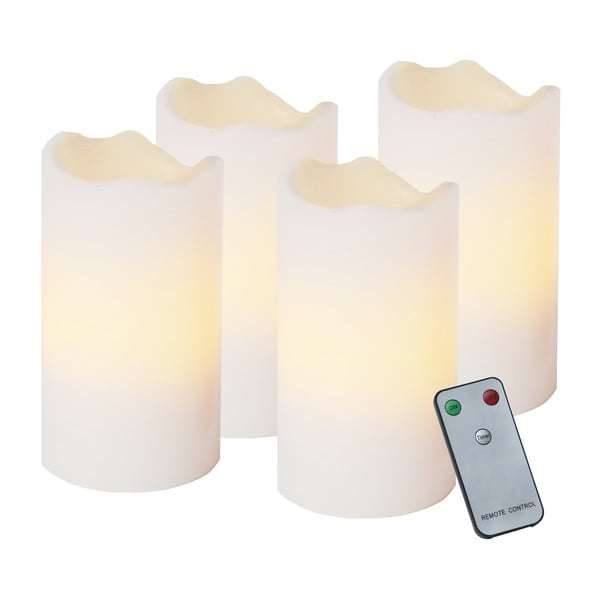 Sada 4 LED sviečok s diaľkovým ovládačom Best Season White Wachs