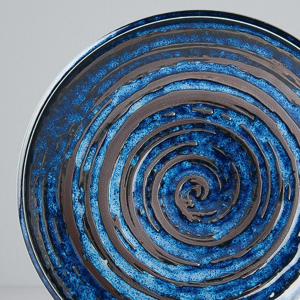 Modrý keramický tanier Mij Copper Swirl, ø 20 cm-image-2