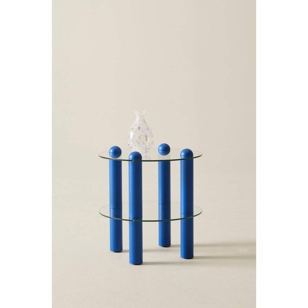 Sklenený okrúhly odkladací stolík ø 48 cm Egan – Jotex-image-1