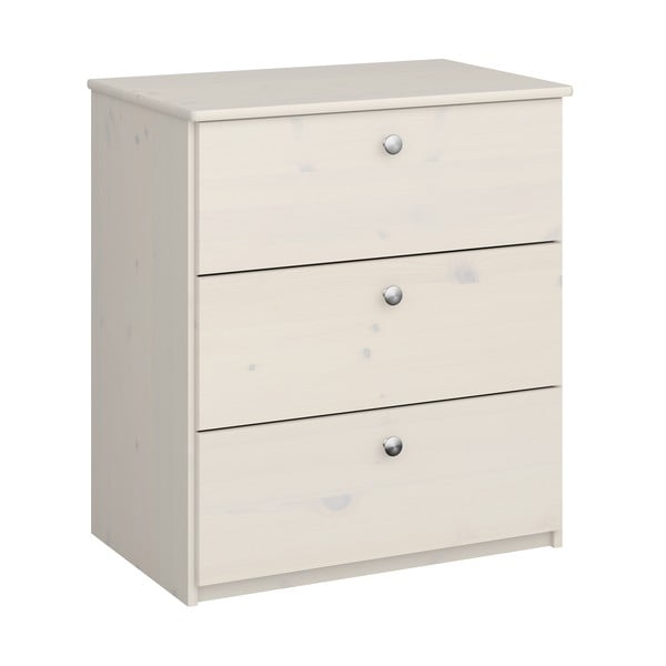 Biela nízka detská komoda z borovicového dreva 64x72 cm Memphis - Tvilum