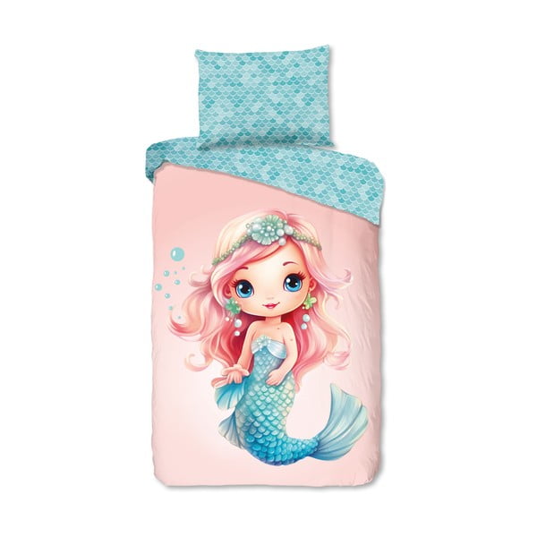 Modré/ružové bavlnené detské obliečky na jednolôžko 140x200 cm Alisse – Good Morning