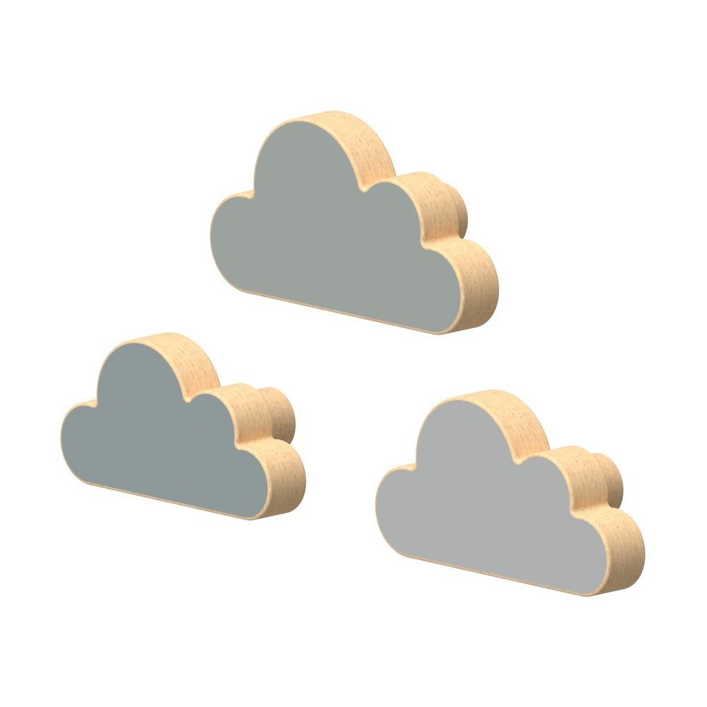 E-shop Svetlomodré nástenné háčiky v súprave 3 ks z bukového dreva Cloud – Cam Cam Copenhagen