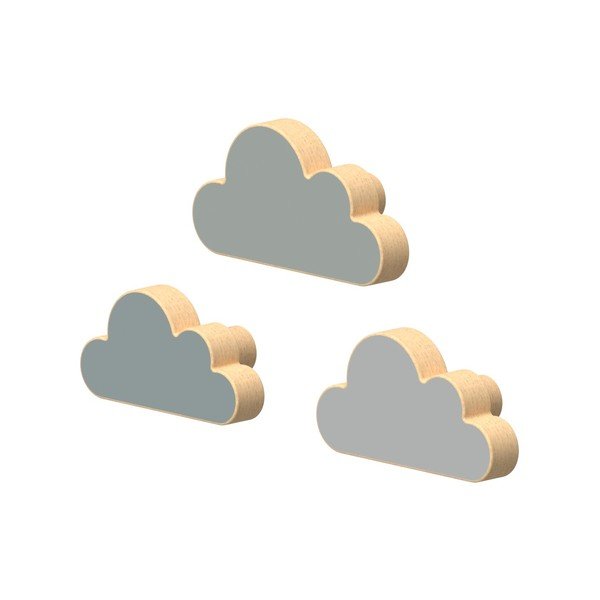 Svetlomodré nástenné háčiky v súprave 3 ks z bukového dreva Cloud – Cam Cam Copenhagen