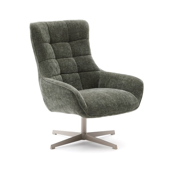 Otočné ženilkové kreslo sivozelené Teryl – Kave Home