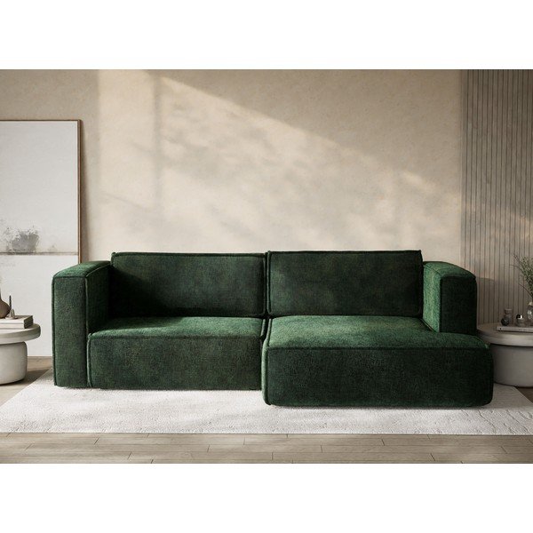 Tmavozelená ženilková rozkladacia/s úložným priestorom rohová pohovka (pravý roh/s leňoškou) Velto – Maison de Rêve-image-1