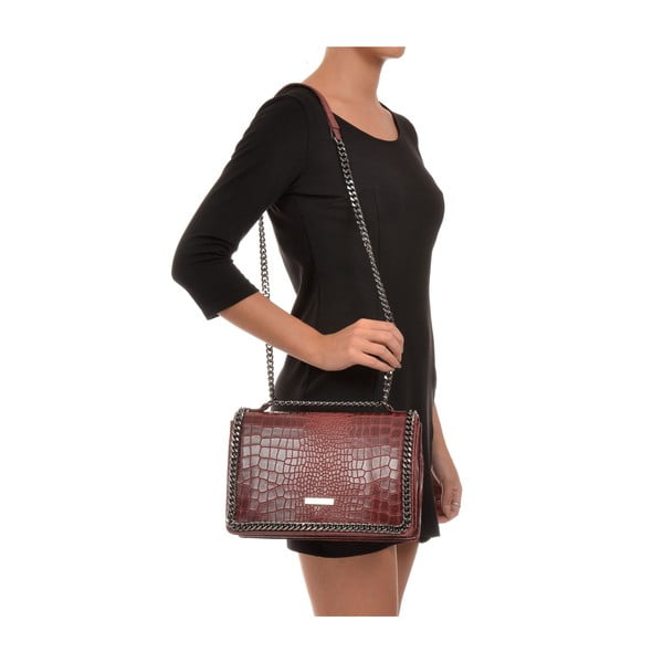 Červená kožená kabelka Carla Ferreri Chain-image-4