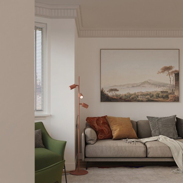 Hliníková stojacia lampa s ohýbateľnou konštrukciou v tehlovej farbe (výška  155 cm) Gleam – Sollux-image-3