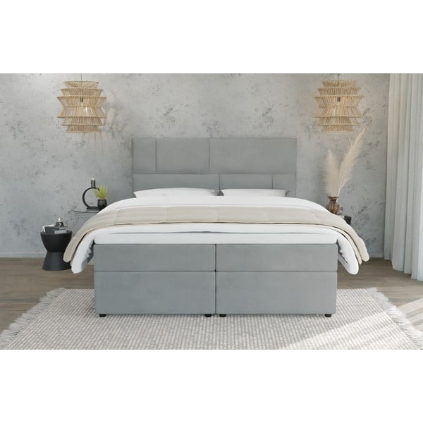 Svetlosivá boxspring posteľ s úložným priestorom 180x200 cm Lola – Ropez-image-2