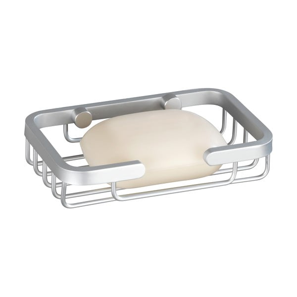 Nástenná nádobka na mydlo v striebornej farbe Wenko Gomo-image-3