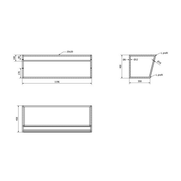 Biely/čierny oceľový závesný podstavec pod umývadlo 120x40 cm Ska – Sapho-image-4