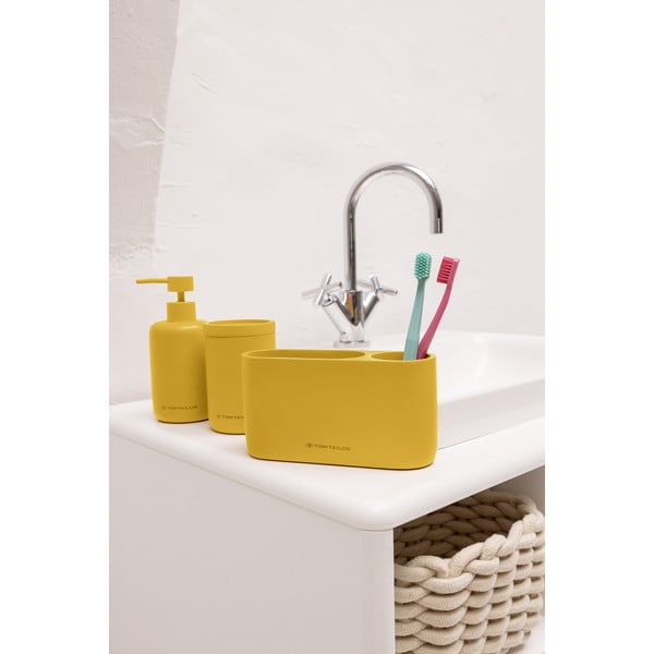 Kúpeľňový organizér na vatové tampóny z polyresínu v horčicovej farbe Tom Tailor T-Color Bath – Wenko-image-1