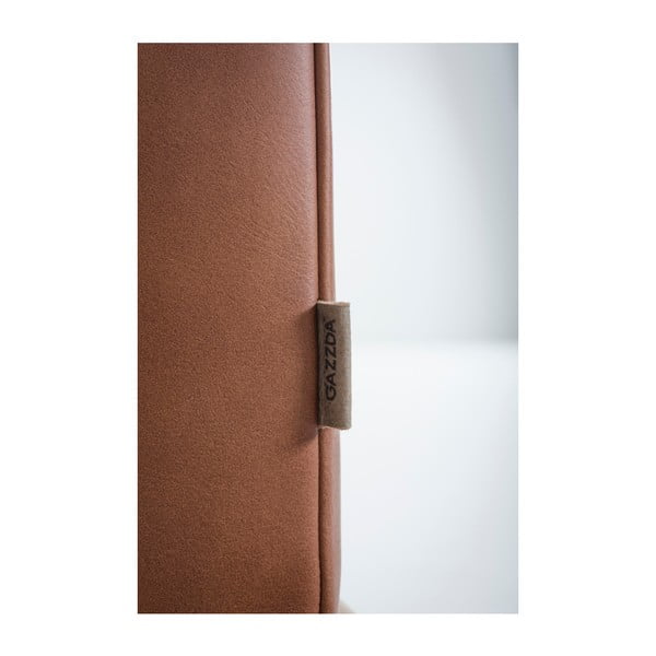 Koňakovohnedá pohovka z byvolej kože s konštrukciou z dubového dreva Gazzda Fawn, 240 cm-image-4