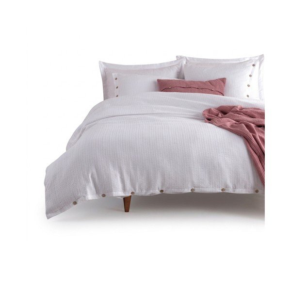 Biele obliečky na jednolôžko z bavlny Renforcé 140x200 cm Como Striped – Mila Home Luxury