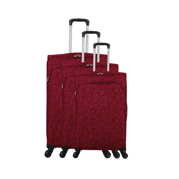 Sada 3 kufrov vo vínovočervenej farbe na 4 kolieskach Lulucastagnette Casandra