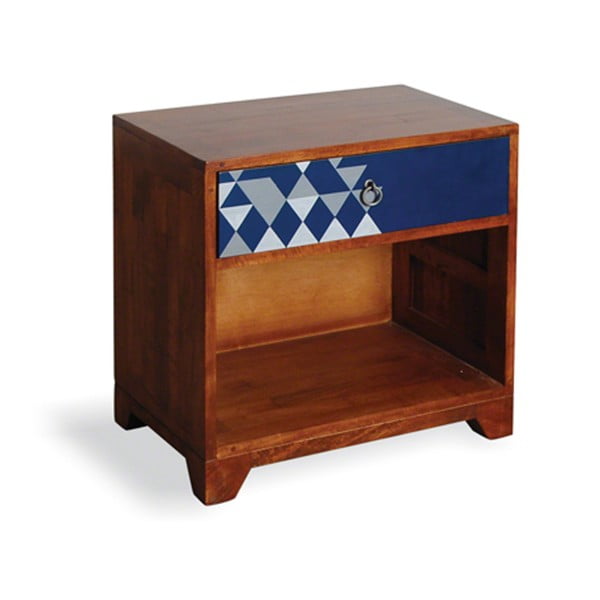 Modro-hnedý Odkladací stolík z mangového dreva Bluebone British Vintage