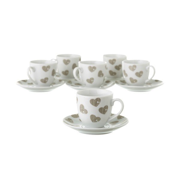 Sada 6 šálok s tanierikom na kovovom stojanu Unimasa Love-image-2