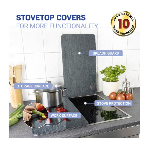 Súprava 2 sklenených krytov na sporák Wenko Cayenne, 52 x 30 cm-image-3