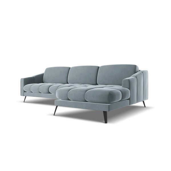 Svetlomodrá zamatová rohová pohovka (pravý roh) Nalu – Makamii-image-3