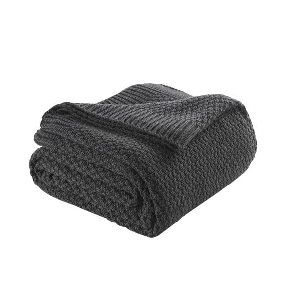 Tmavosivý pléd cez posteľ s prímesou bavlny Homemania Decor Silvi, 220 x 240 cm-image-1