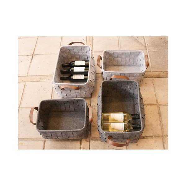 Svetlosivý úložný košík s koženými úchytmi PT LIVING Storage, dĺžka 38 cm-image-1