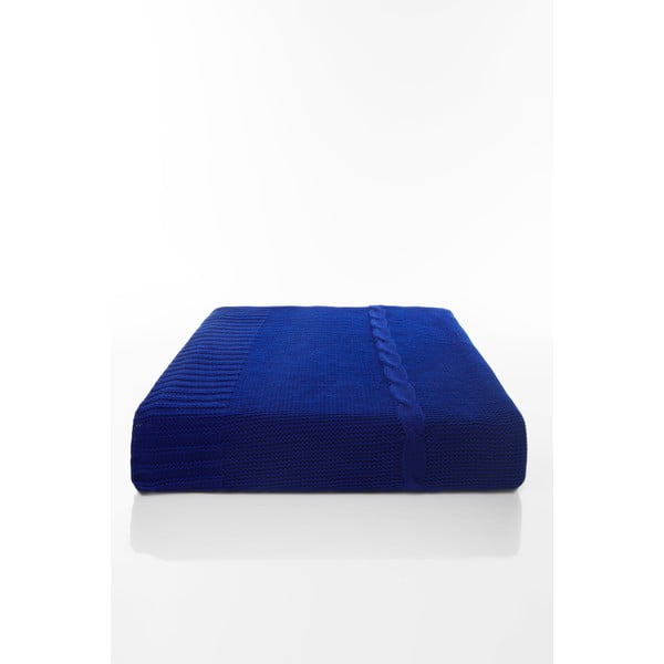 Tmavomodrá deka Home De Bleu Lora, 170 x 130 cm
