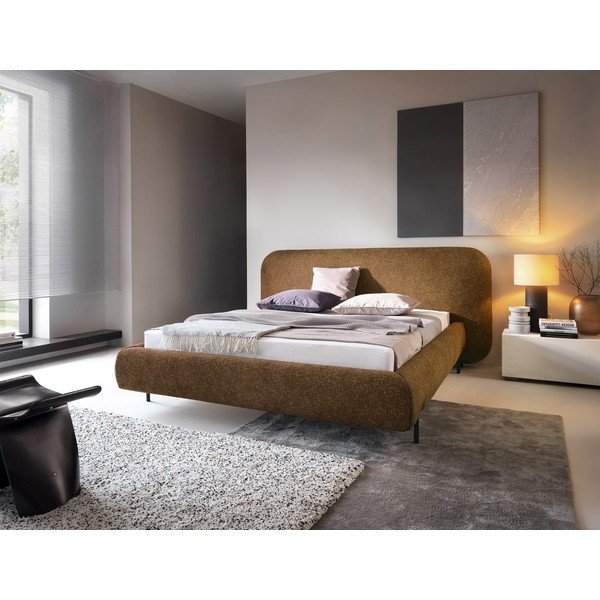 Okrovožltá čalúnená dvojlôžková posteľ s úložným priestorom s roštom 180x200 cm Pointt – ELTAP-image-1