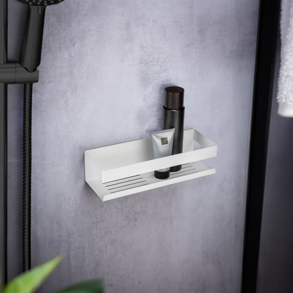 Matne biela kúpeľňová polička bez vŕtania Turbo-loc z nehrdzavejúcej ocele Genova – Wenko-image-1