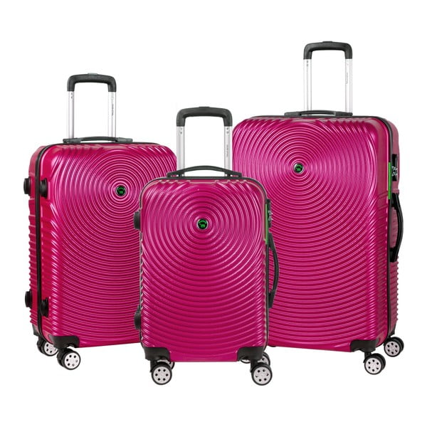 Sada 3 ružových cestovných kufrov na kolieskach Murano Traveller
