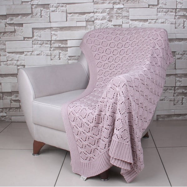 Ružová bavlnená deka Celma, 130 × 170 cm