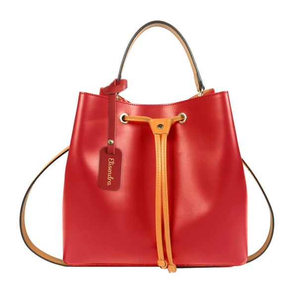 Červená kožená kabelka s oranžovým detailom Maison Bag Lexy