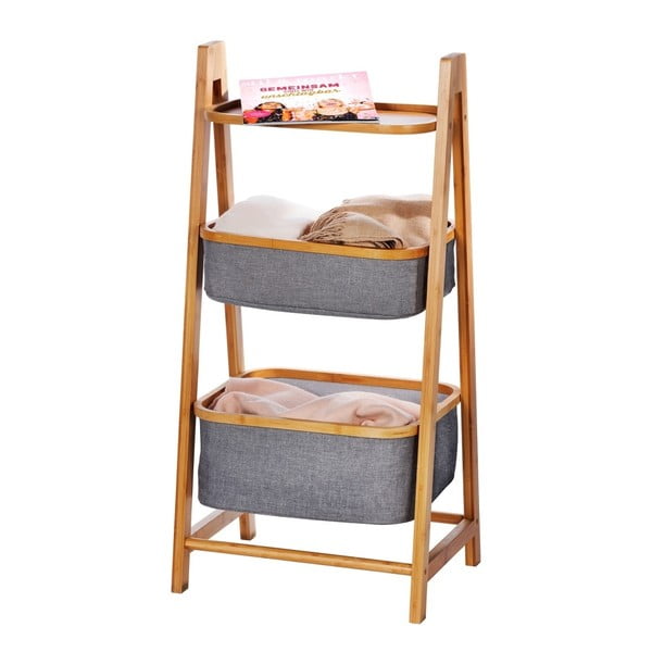 Sivo-hnedý bambusový kúpeľňový regál 44x91 cm Bahari - Wenko-image-1