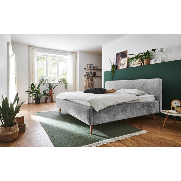 Sivá čalúnená dvojlôžková posteľ bez roštu 160x200 cm Mattis – Meise Möbel-image-1